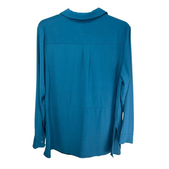 Grace Karin Teal Button-Up Blouse W/ Tie Front & Collared Neckline 2XL - Picture 16 of 16